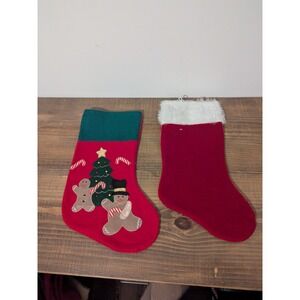 2 Stockings Vintage Gingerbread Man Candy Canes Christmas Tree & Classic Design‎